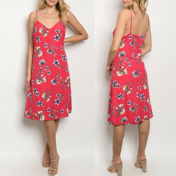 Lulus Dresses & Skirts - Fuchsia Floral Knee Length Dress {Lulu's}